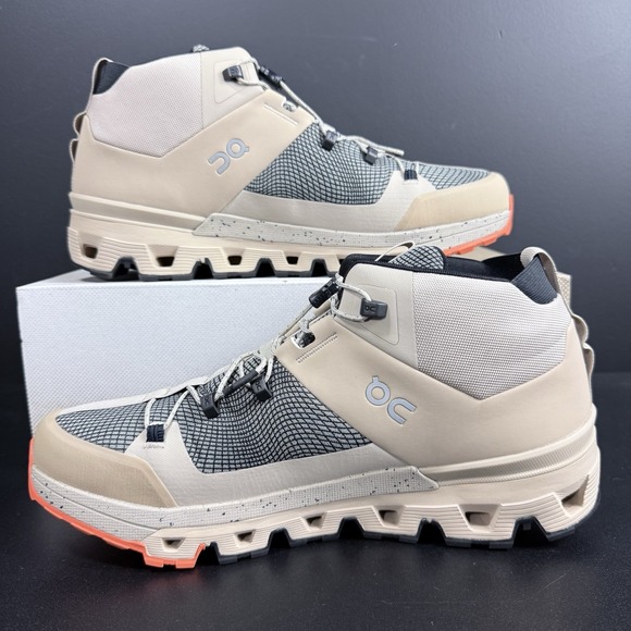 On Running Cloudtrax Men's Size 8.5 Sensa Sand Flame Hiking Mid Boot Shoes Tan - Picture 3 of 15